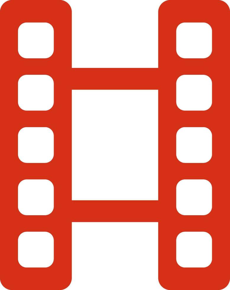 Red Film strip icon in flat style. vector