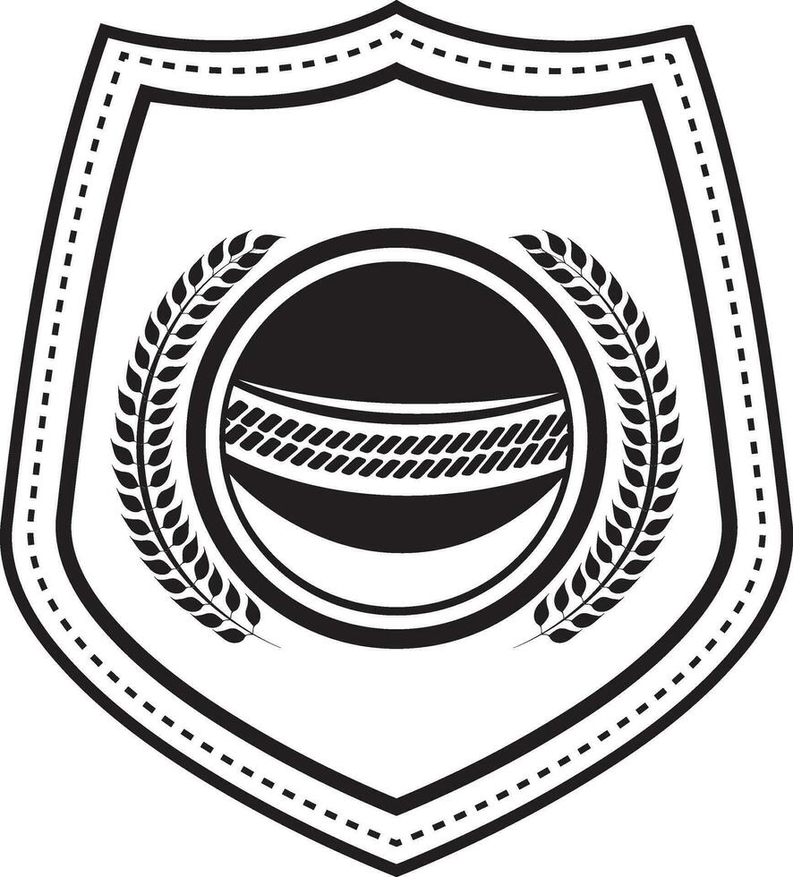 Black illustration of a shield for Cricket. vector