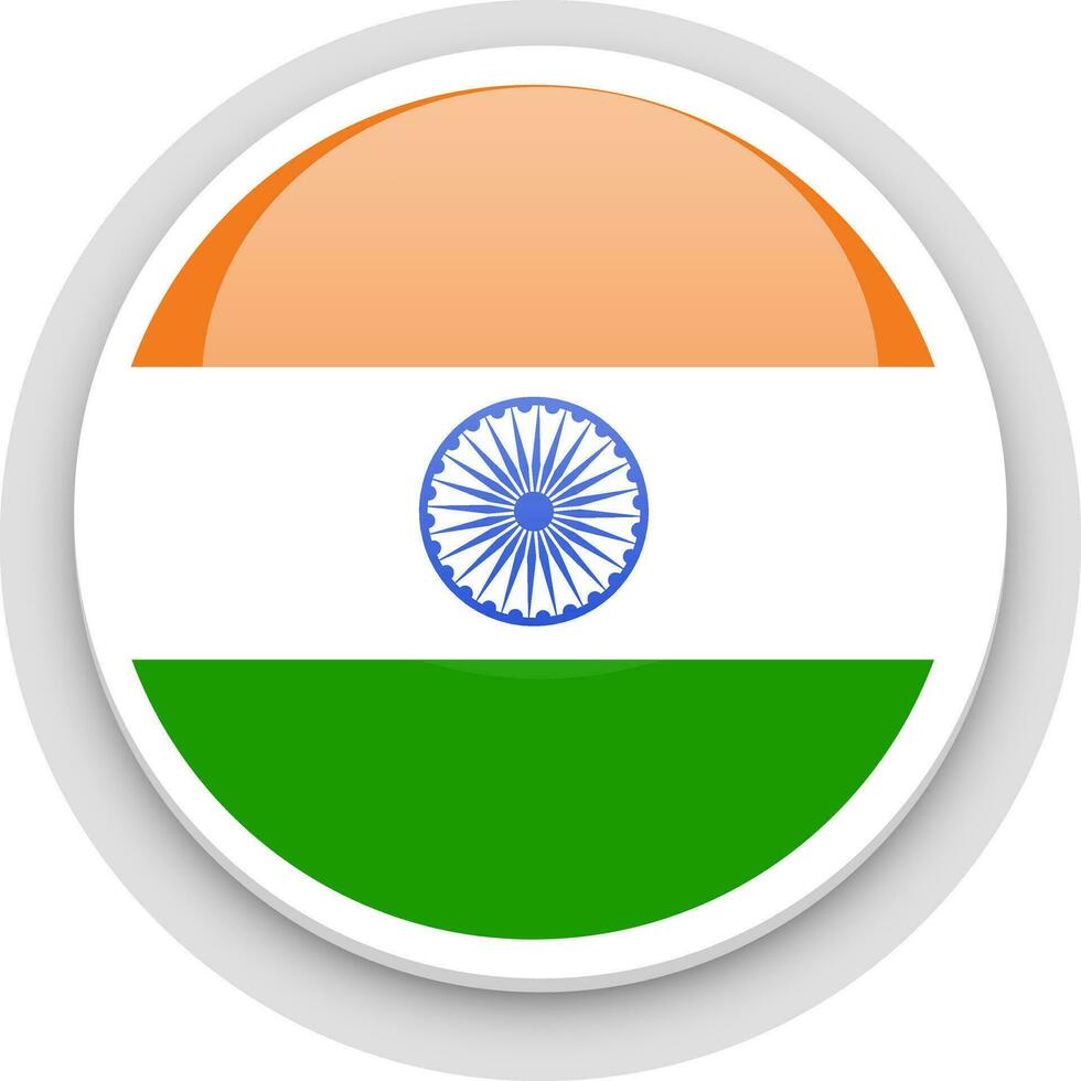 Shiny illustration of Indian flag button. vector