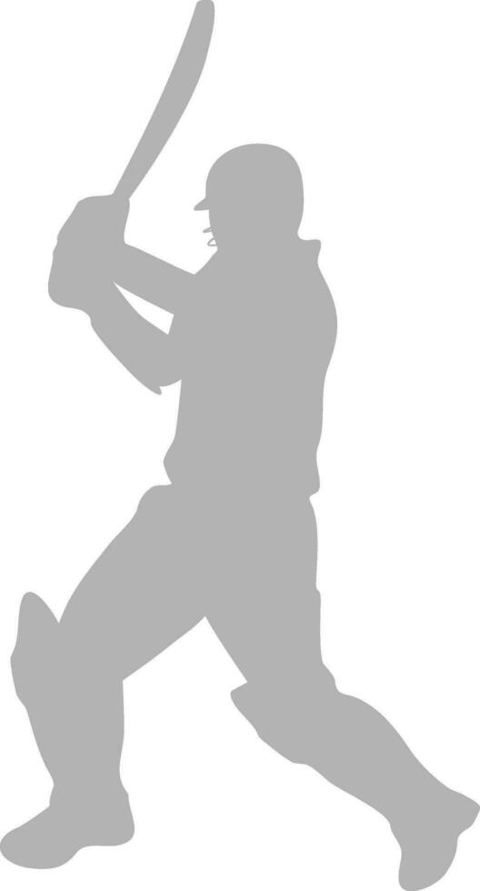 Cricket player silhouette in shot playing pose. vector