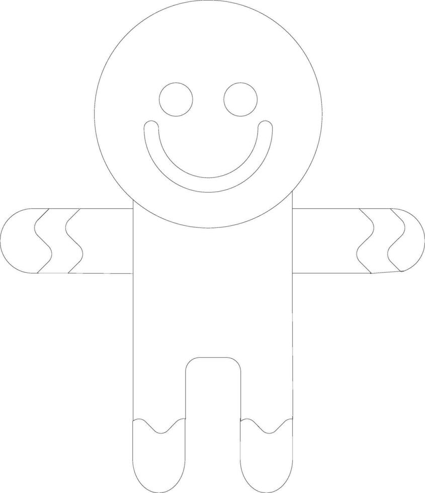 Isolated thin line icon of smiling Cookie man. vector