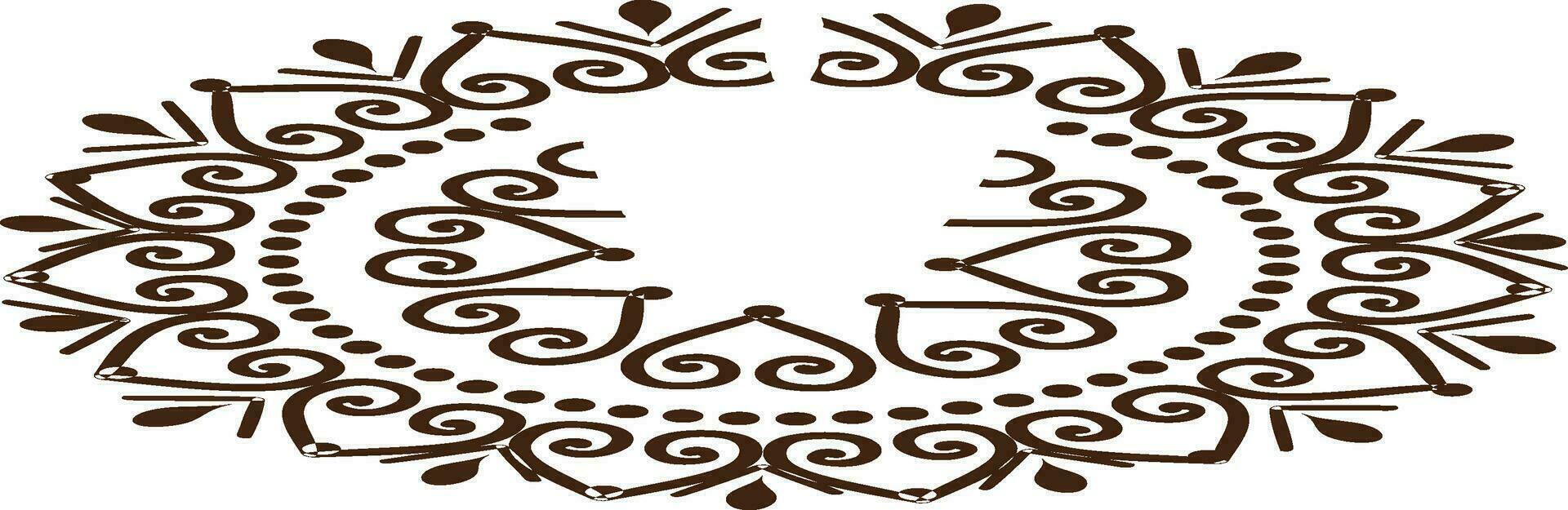Brown beautiful floral pattern rangoli. vector
