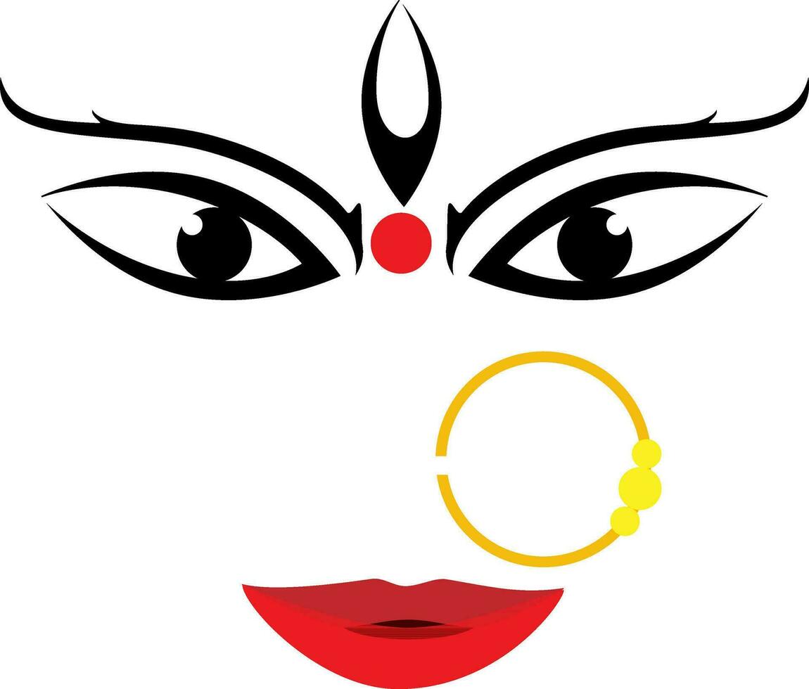 Hindu mythologcal godess durga face. vector