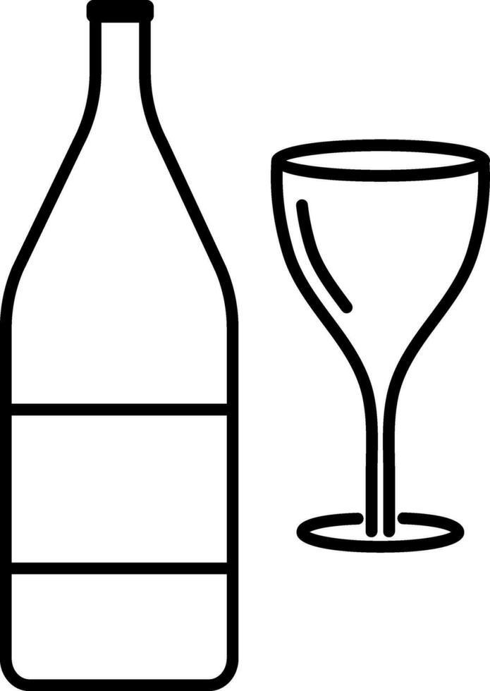 Flat illustration of wine bottle and glass. vector