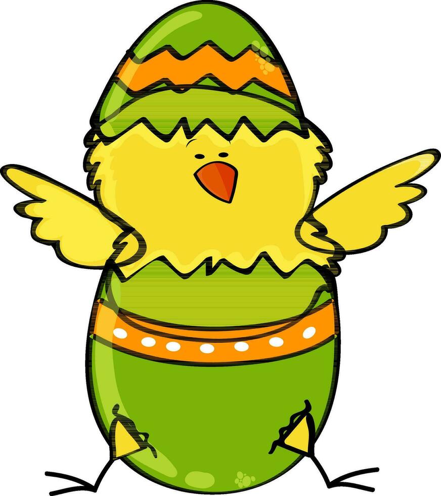 Little chick coming out from Easter egg. vector