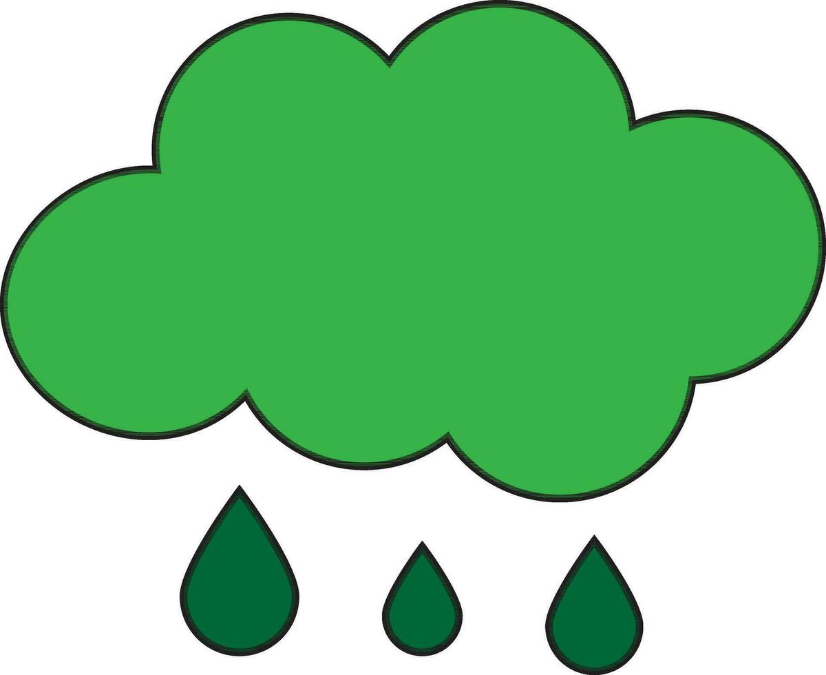 Green cloud with rain drop on white background. vector