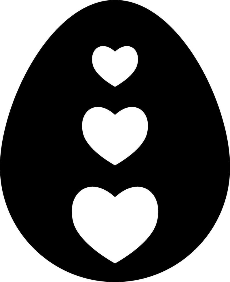 Easter Egg with hearts symbol in flat style. vector