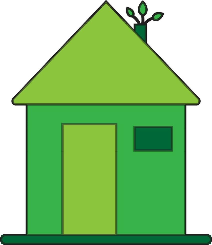 Illustration of leaf on hut in green color. vector