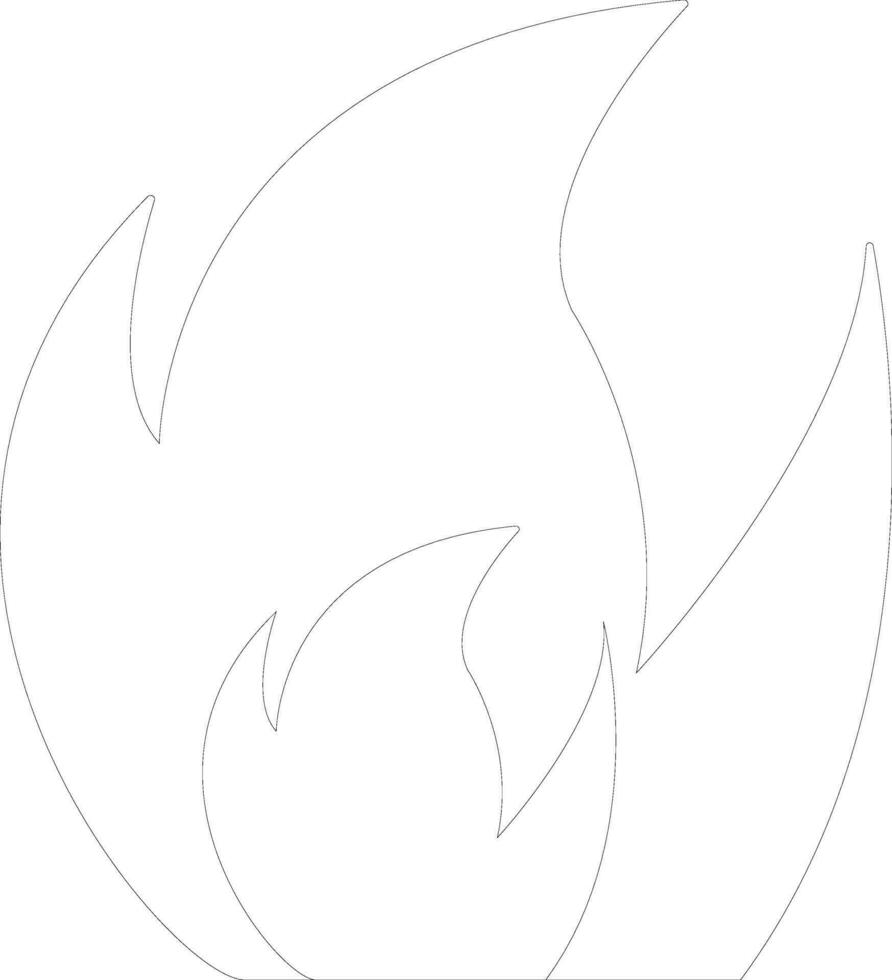 Black line art fire icon on white background. vector