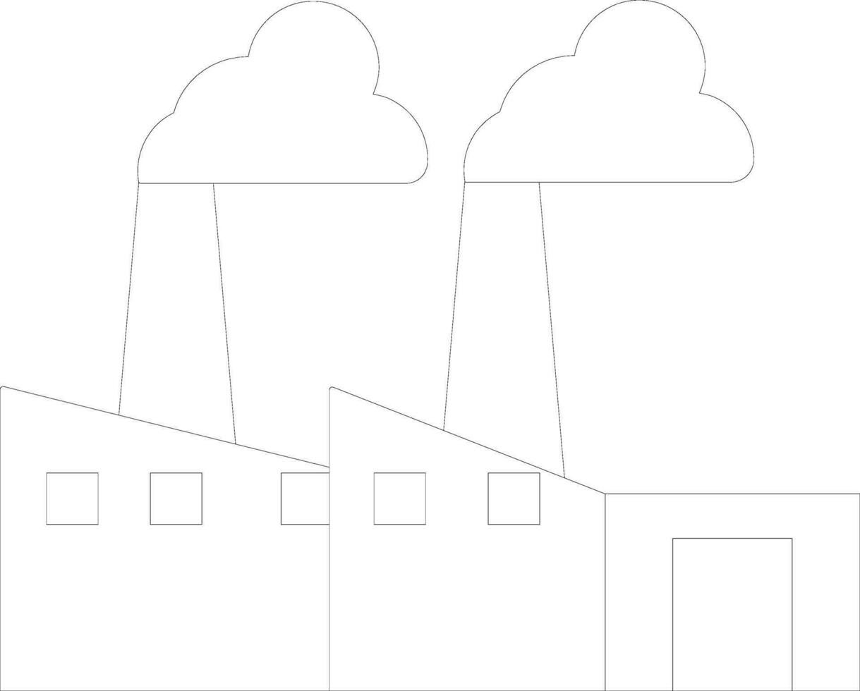 Black line art illustration of factory. vector