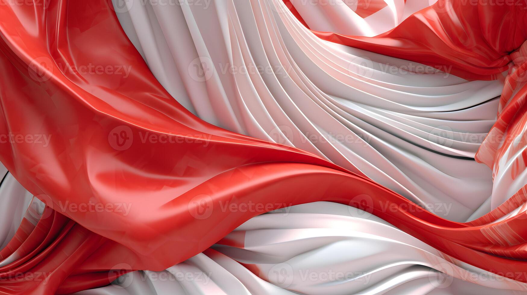 Abstract wavy background of red and white silk or satin photo