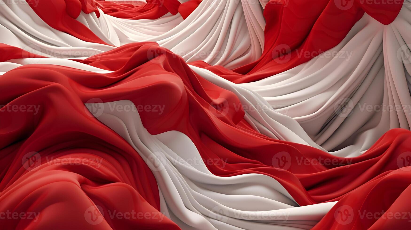 Abstract wavy red white silk or satin fabric background photo