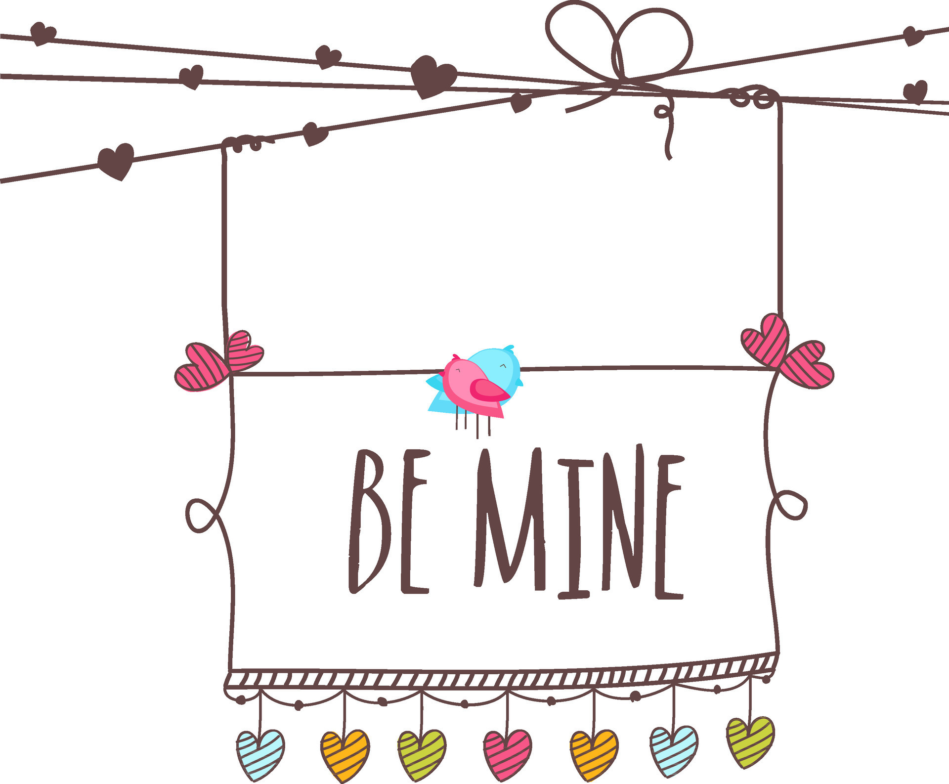 Hanging banner with text Be Mine. 24840400 Vector Art at Vecteezy