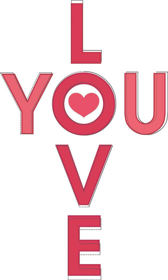 Creative text design Love You. vector