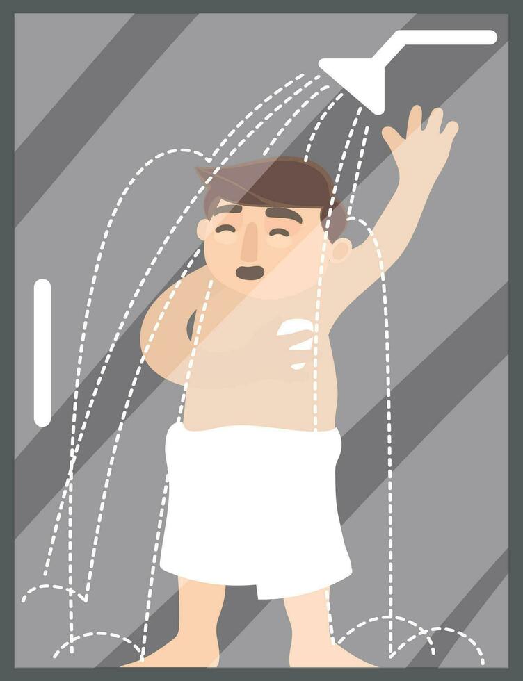 Cartoon businessman character taking a bath. vector