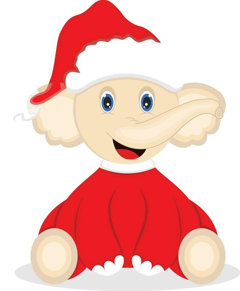 Cute elephant in santa claus costume. vector