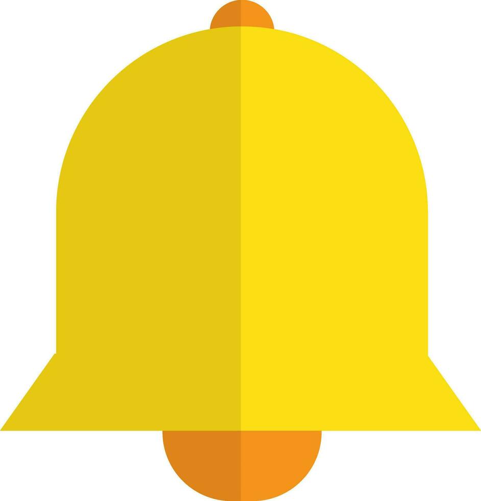 Yellow color of bell icon with half shadow for school concept. vector