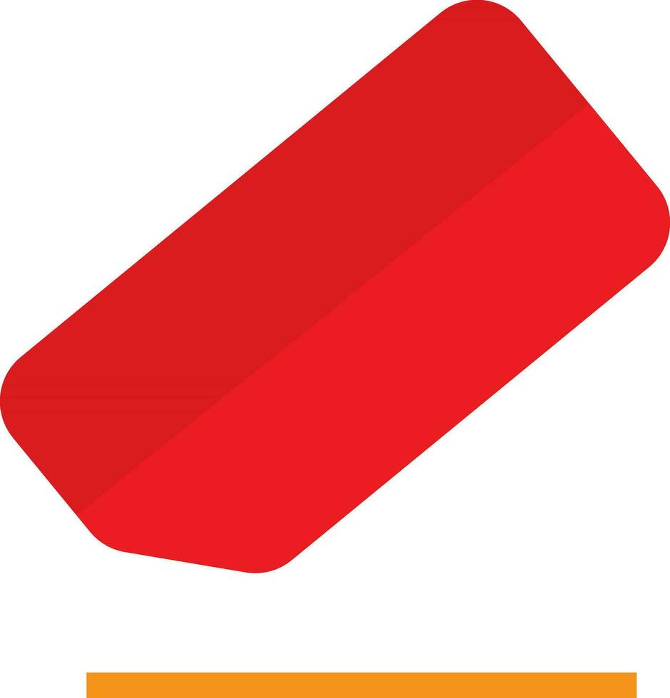 Illustration of red color icon of eraser with half shadow for education concept. vector
