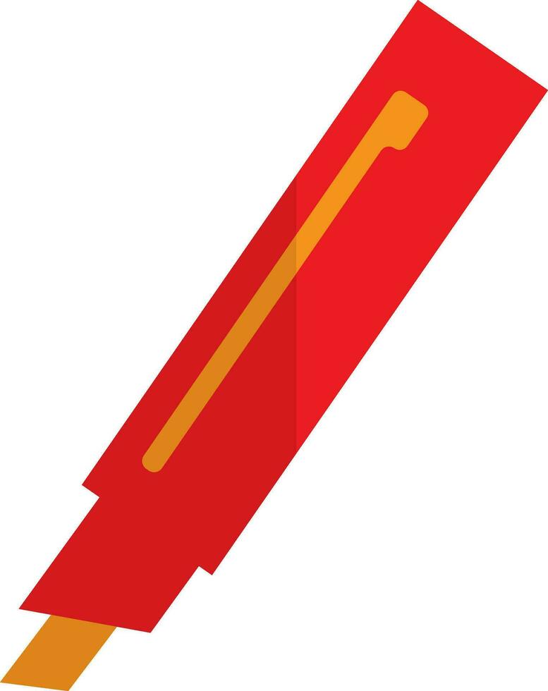 Red color of cutter icon with half shadow in isolated. vector