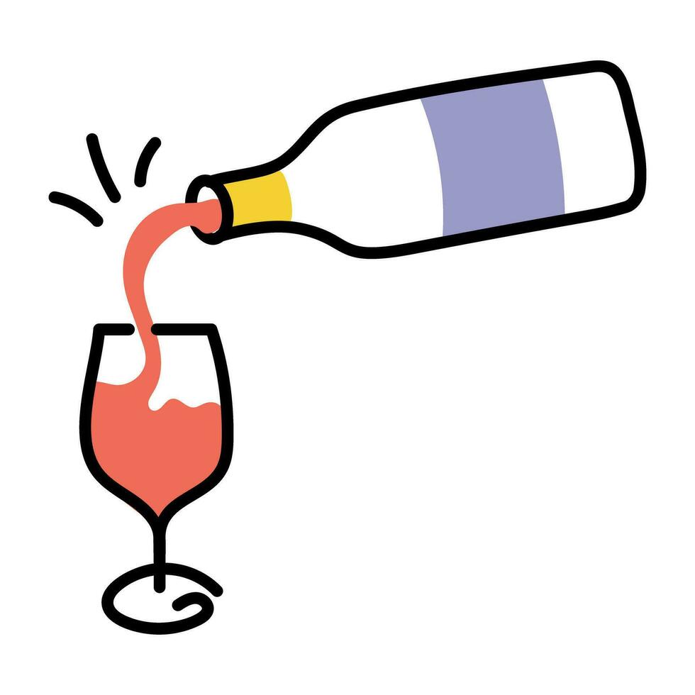 Trendy Pouring Wine vector