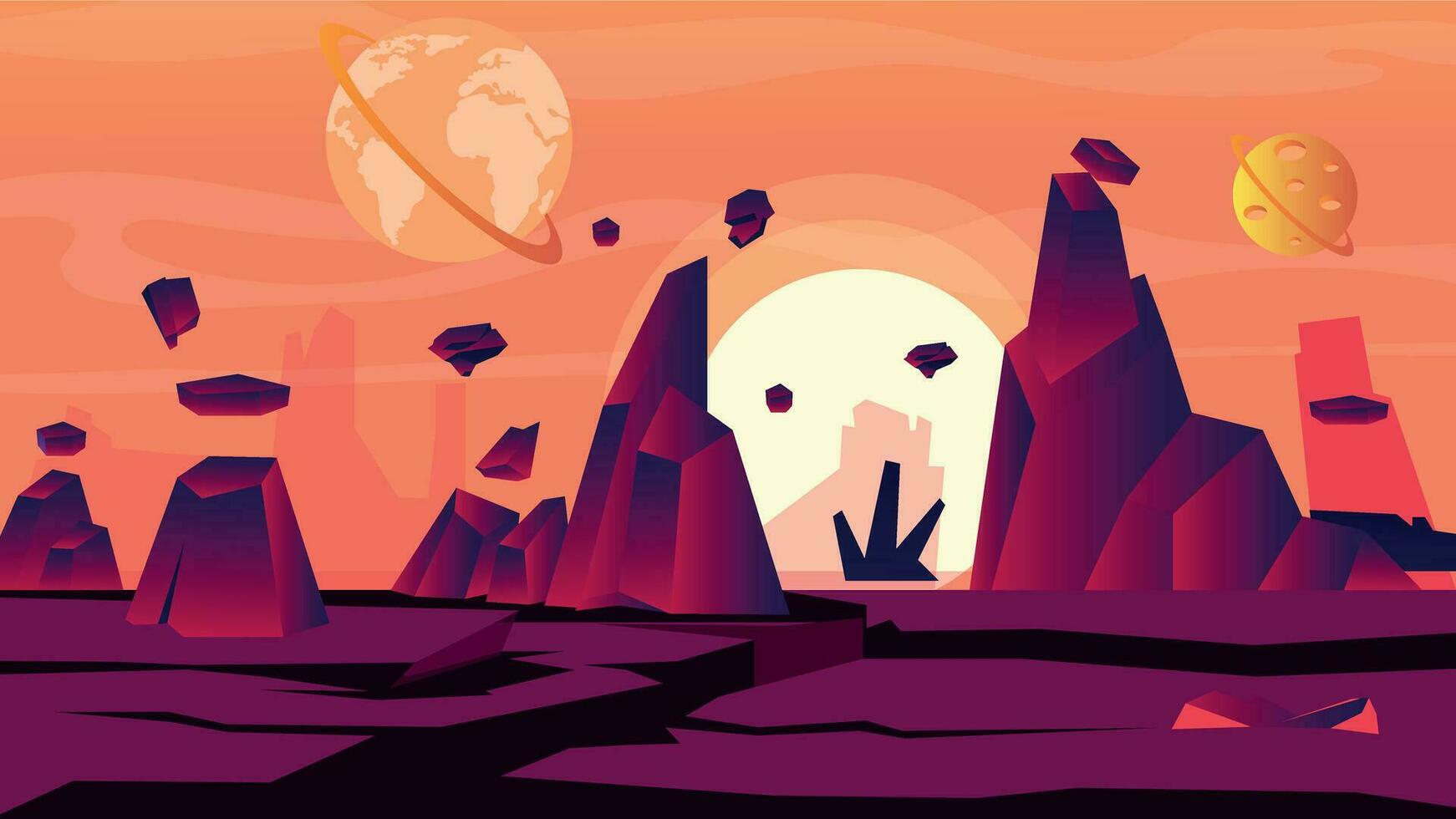 Trendy Alien Planet vector