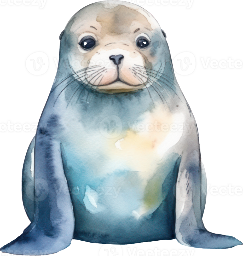 Sealion Watercolor Illustration. png