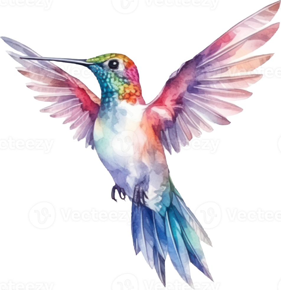 vogel kolibrie waterverf illustratie. ai gegenereerd png