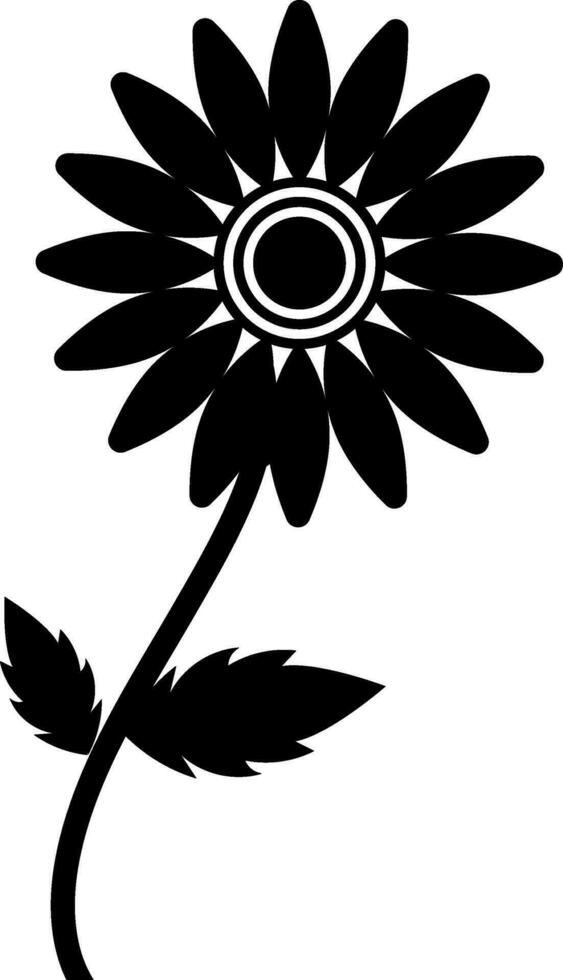 flower with leaves in flat style. vector