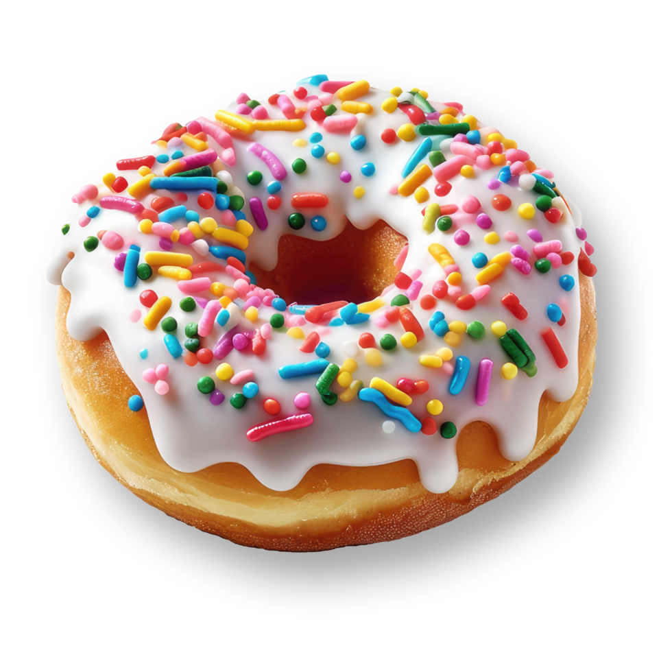 Donut with sprinkles isolated on transparent background. png