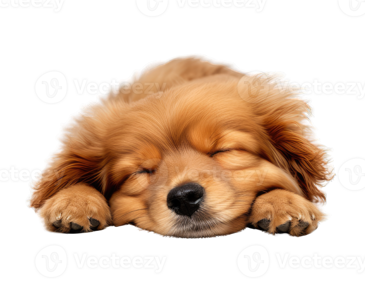 golden retriever puppy sleeping. happy young brown dog sleeping isolated on transparent background. png