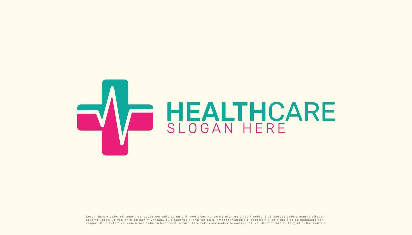 medical healthcare logo with plus sign and a pulse put together creatively, vector logo