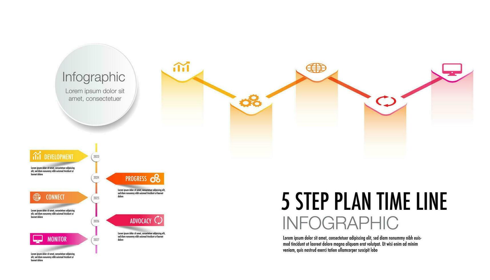 5 year timeline zigzag infographic vector