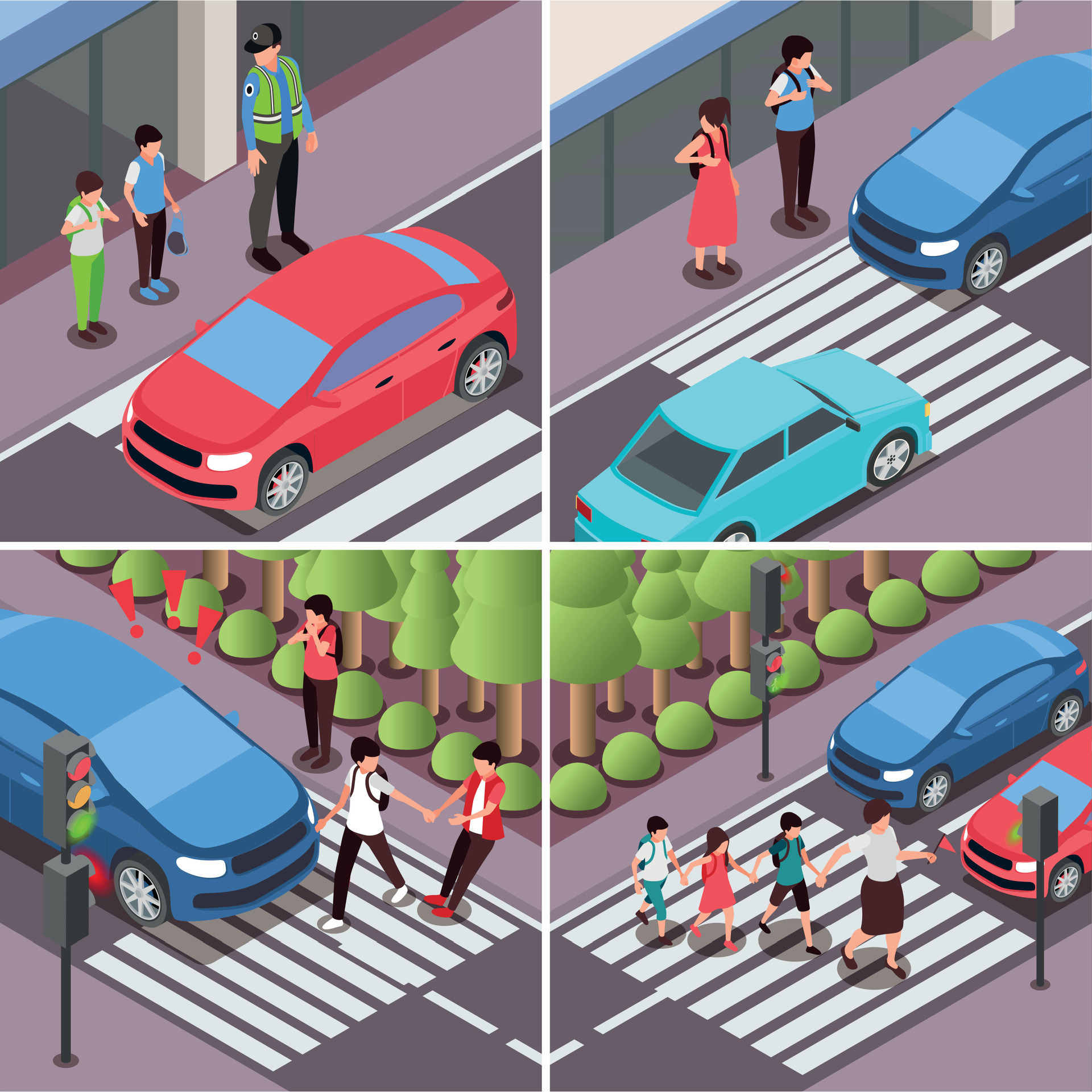 Crossing Road Rules Set 24841909 Vector Art at Vecteezy