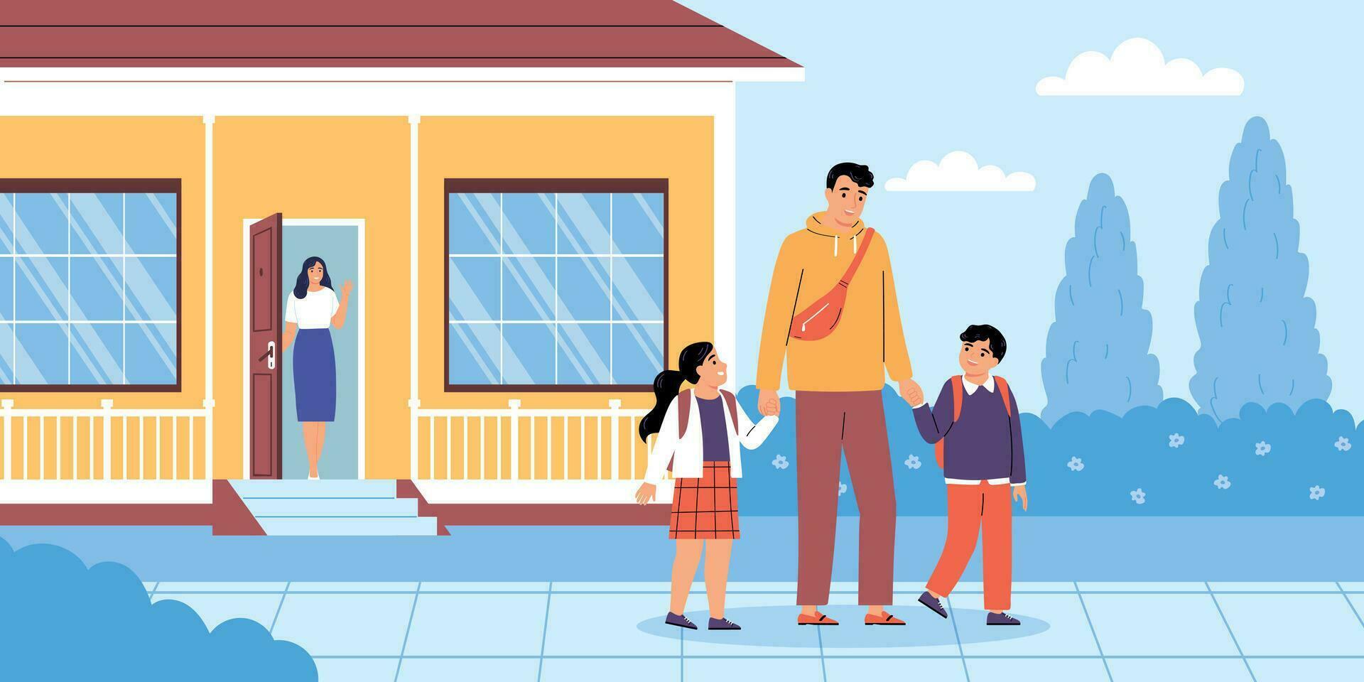 Going To School With Dad vector