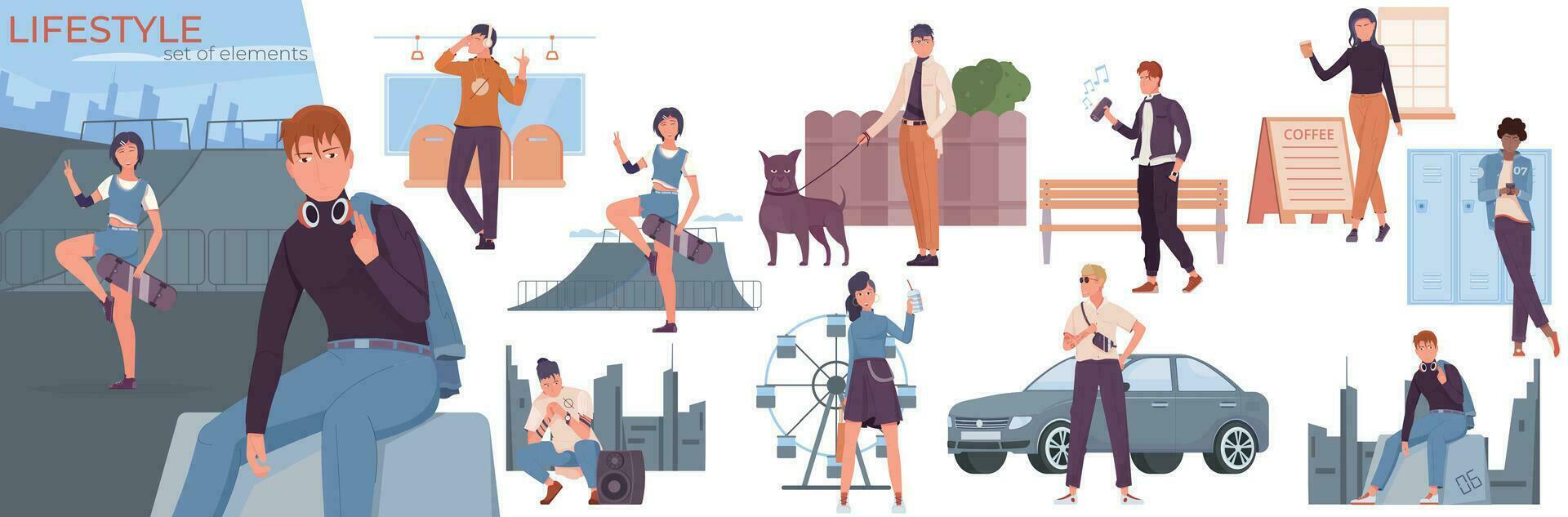 People Lifestyle Composition Set vector