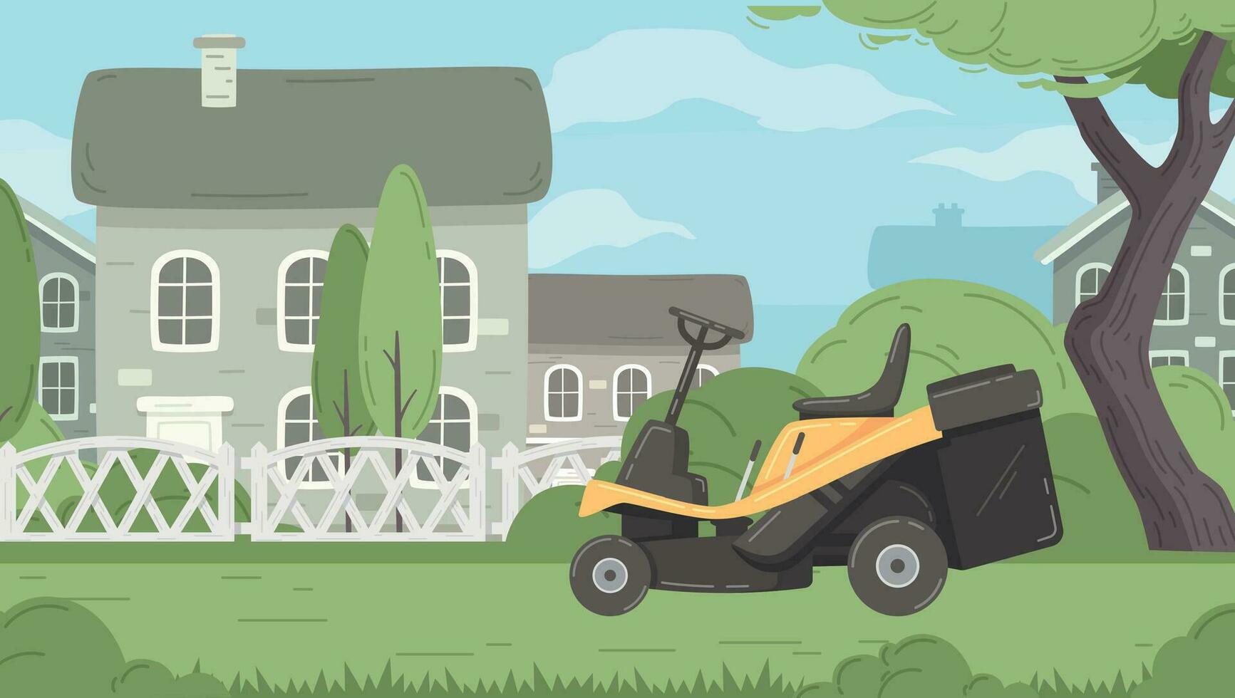 Lawn Mowing Cartoon vector