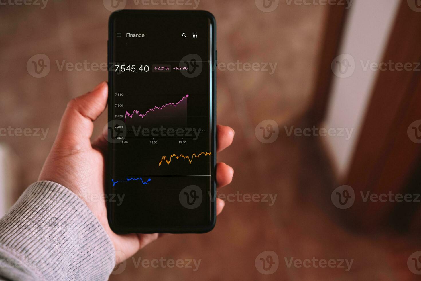 Woman checking financial data of forex trading chart on smartphone. Investment funds in the stock market and digital assets. Business finance technology and investment concept. photo