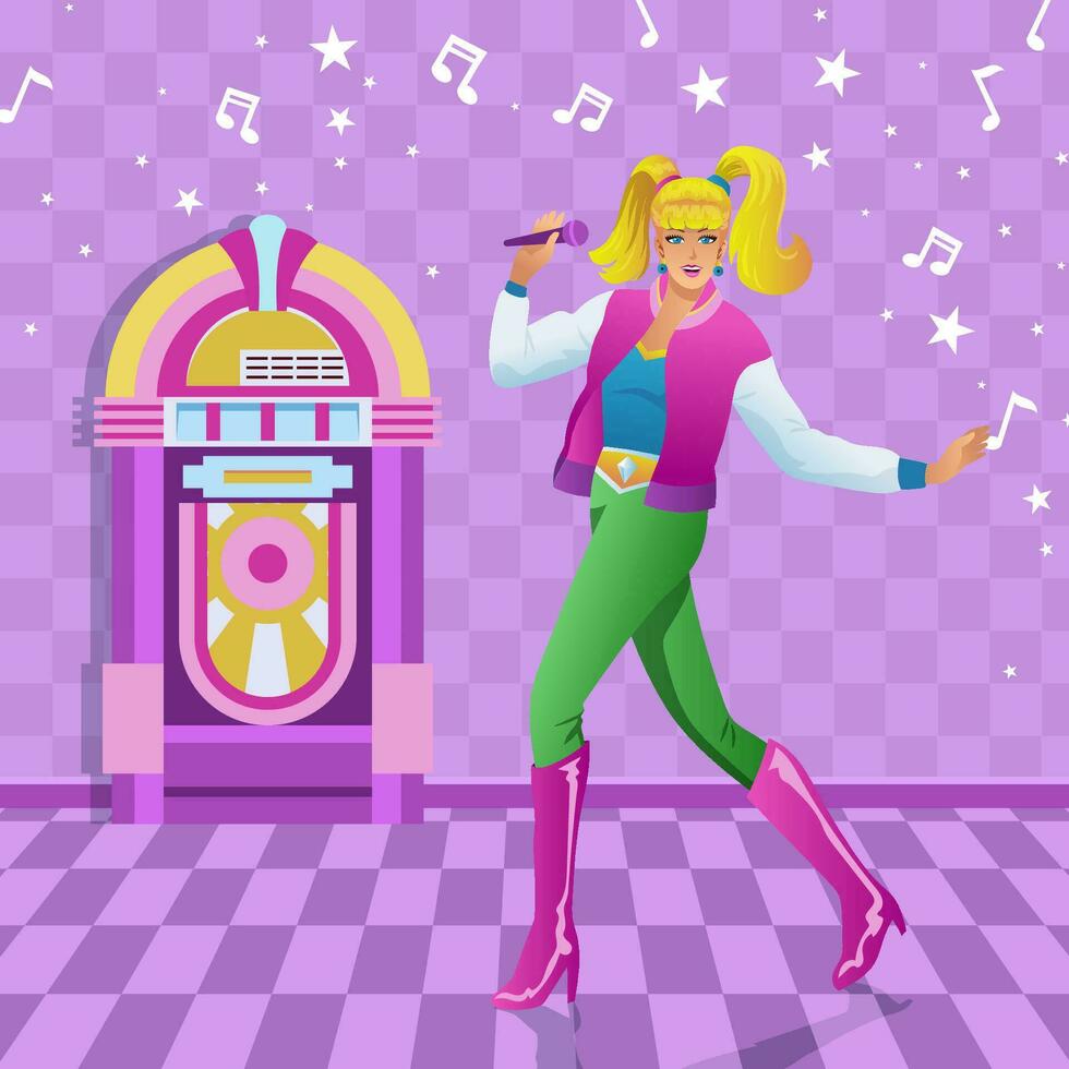 Beautiful Female Doll Singing vector
