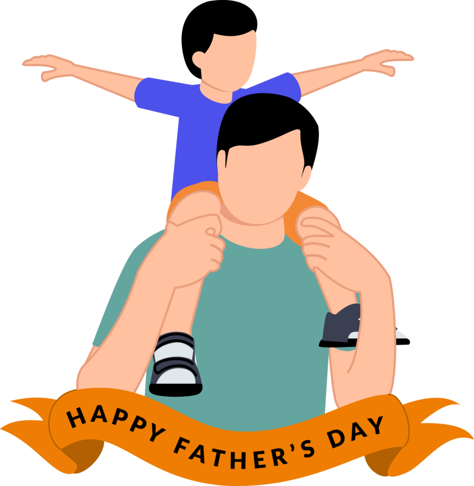 father carrying his son on his soulders or happy father's day png