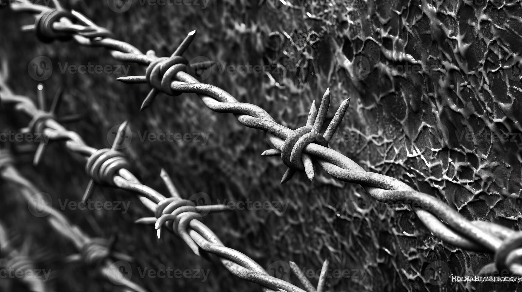 A monochrome barbed wire texture. photo