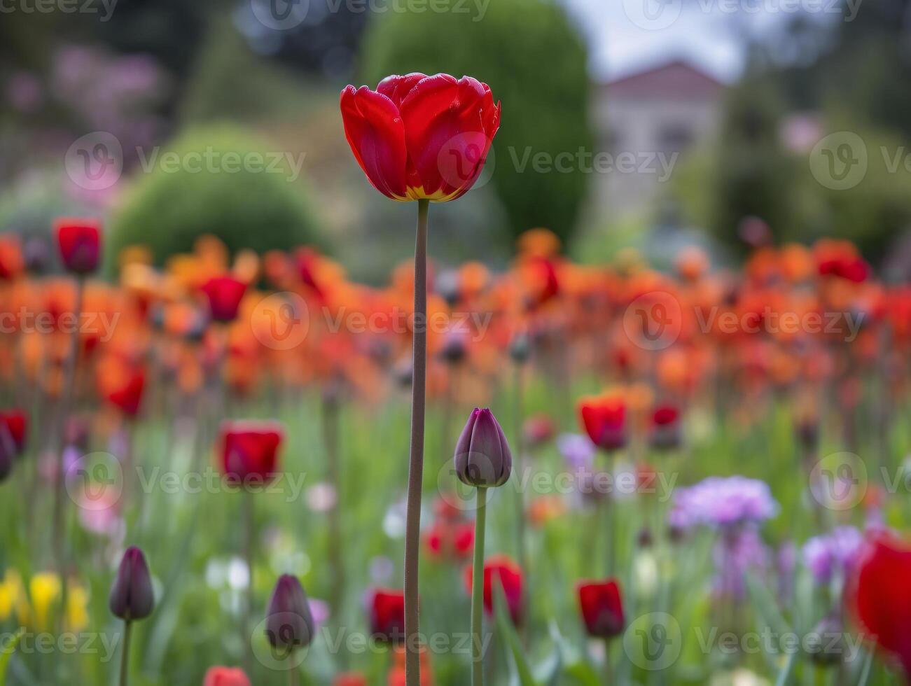 A Single Tulip in Focus - A Study in Vibrant Color - photo
