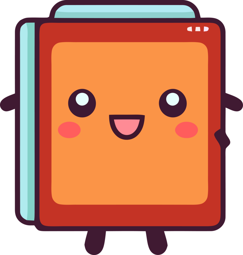 smiling cute book character png