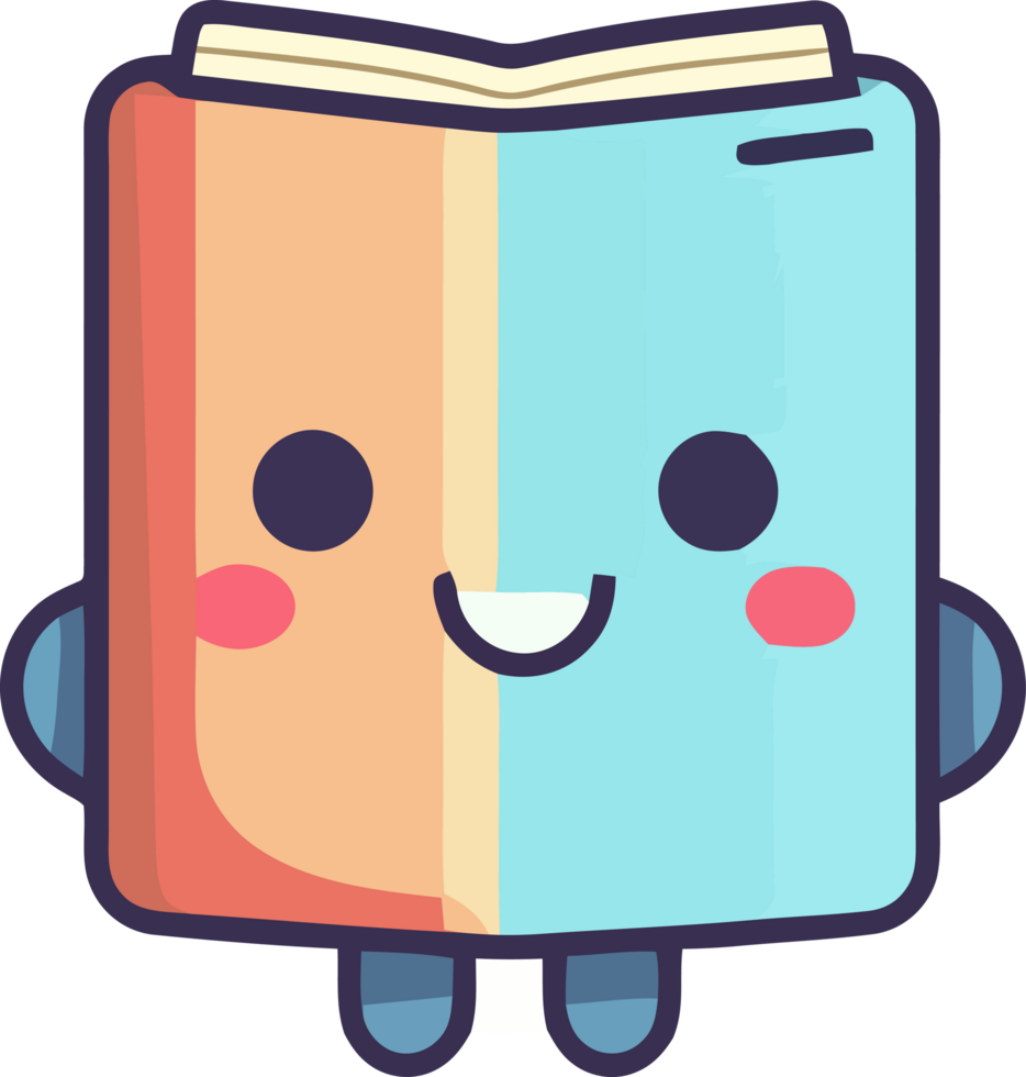 happy cute book icon character png