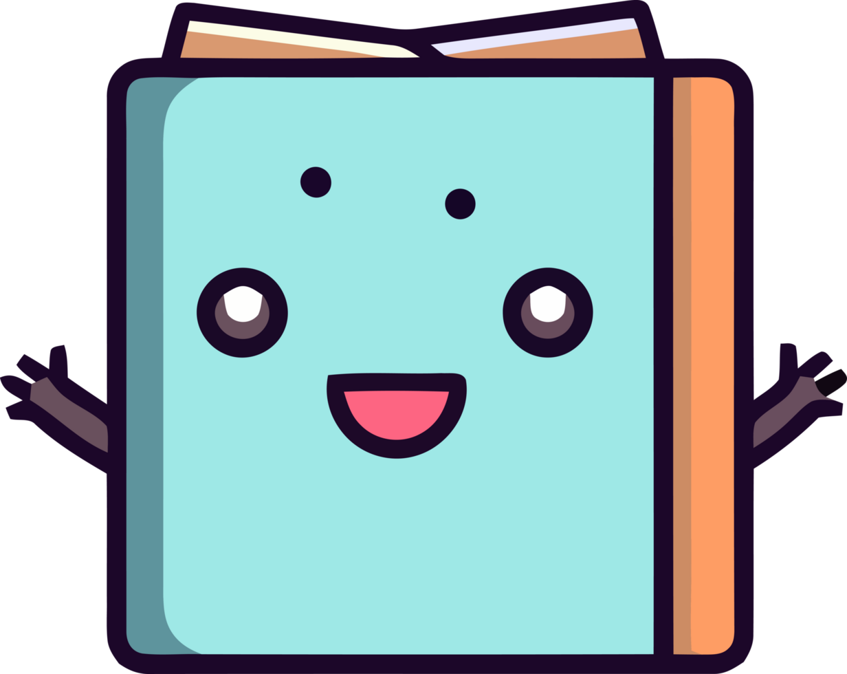 happy cute book character png