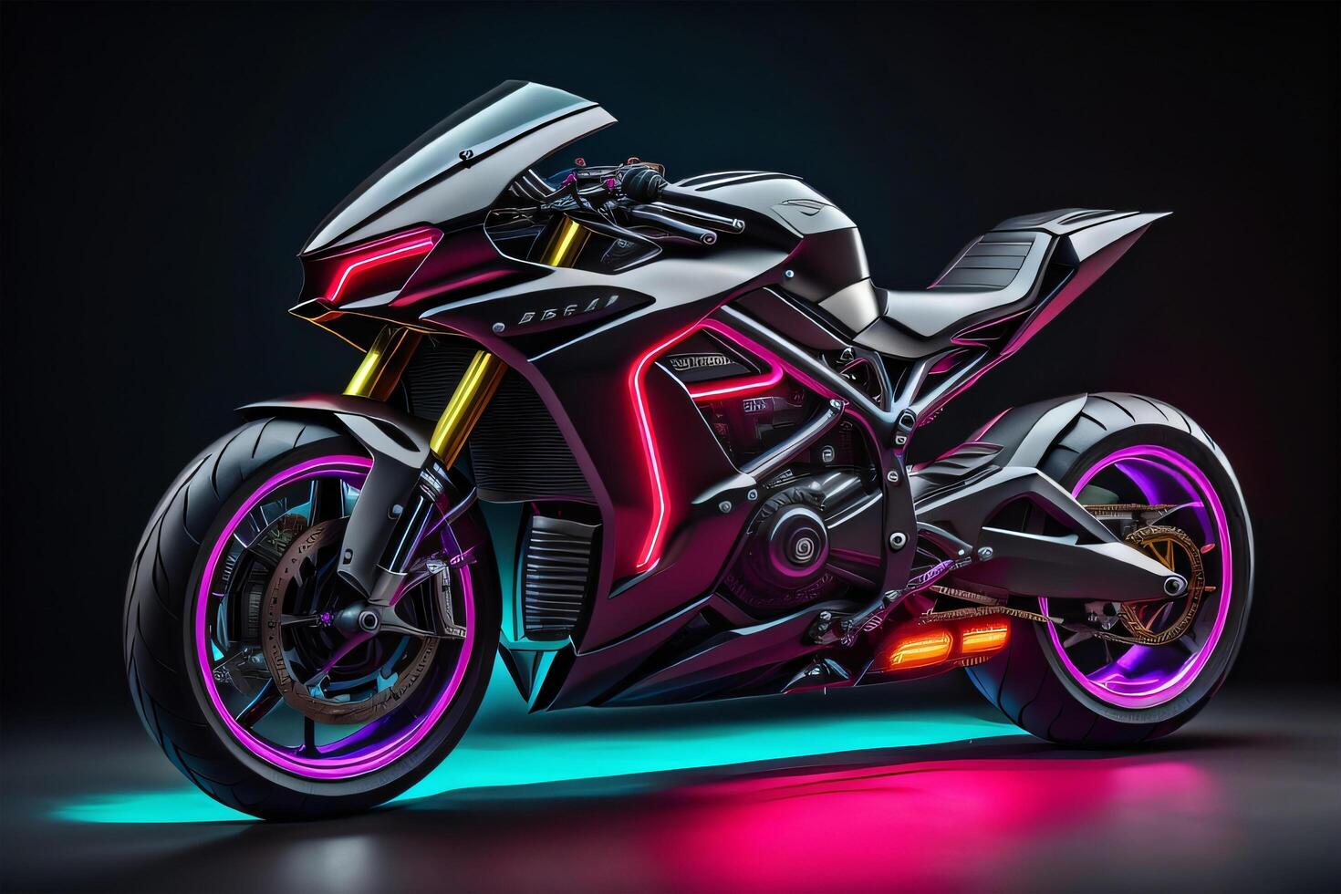 A Modern Motorcycle Neon Effect Image photo