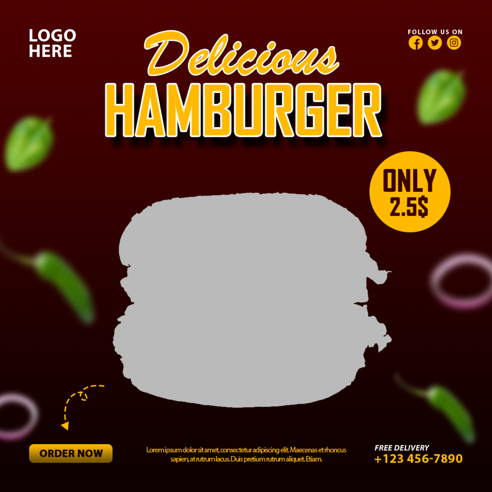 Burger social media post and template psd