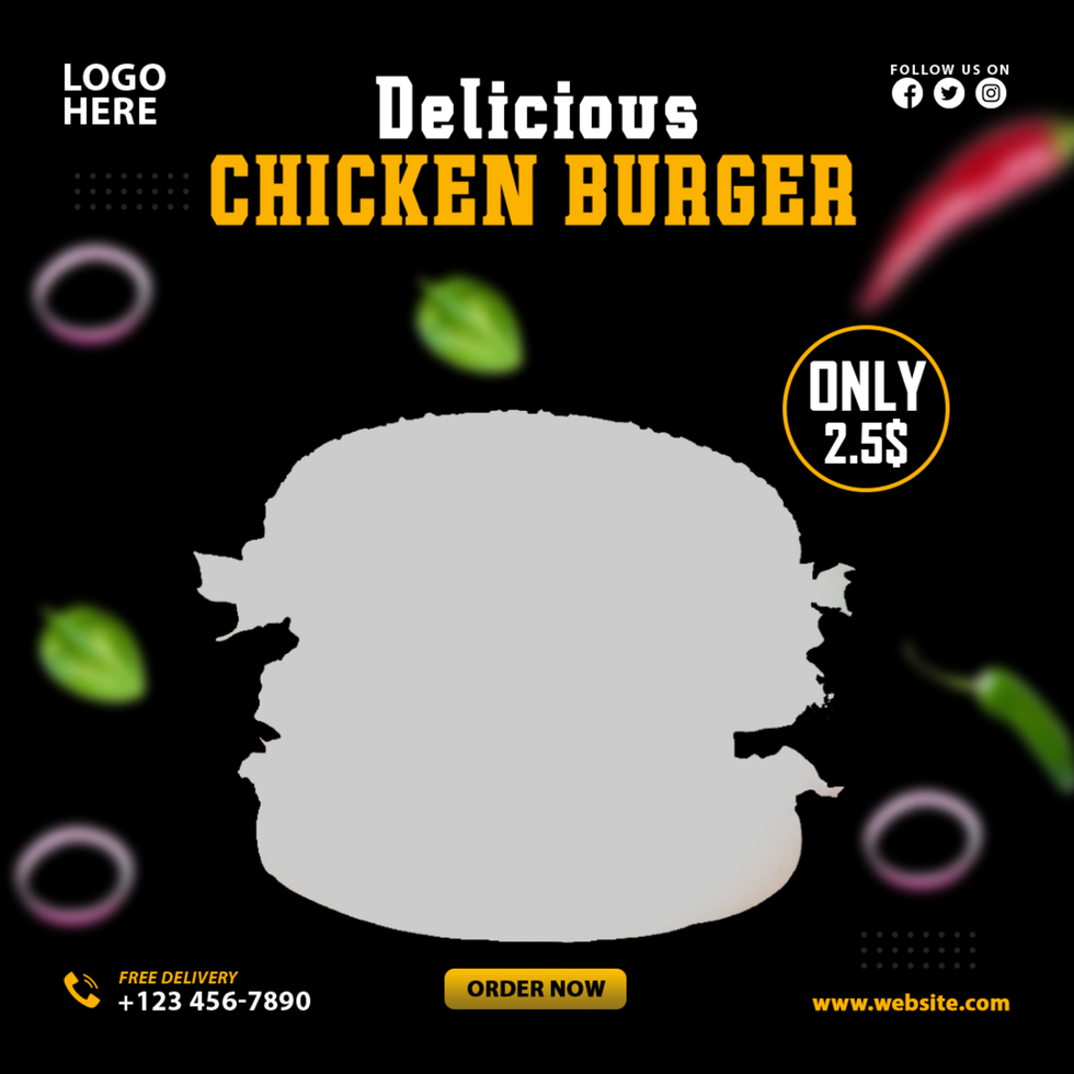 Delicious burger and food menu social media post and template psd