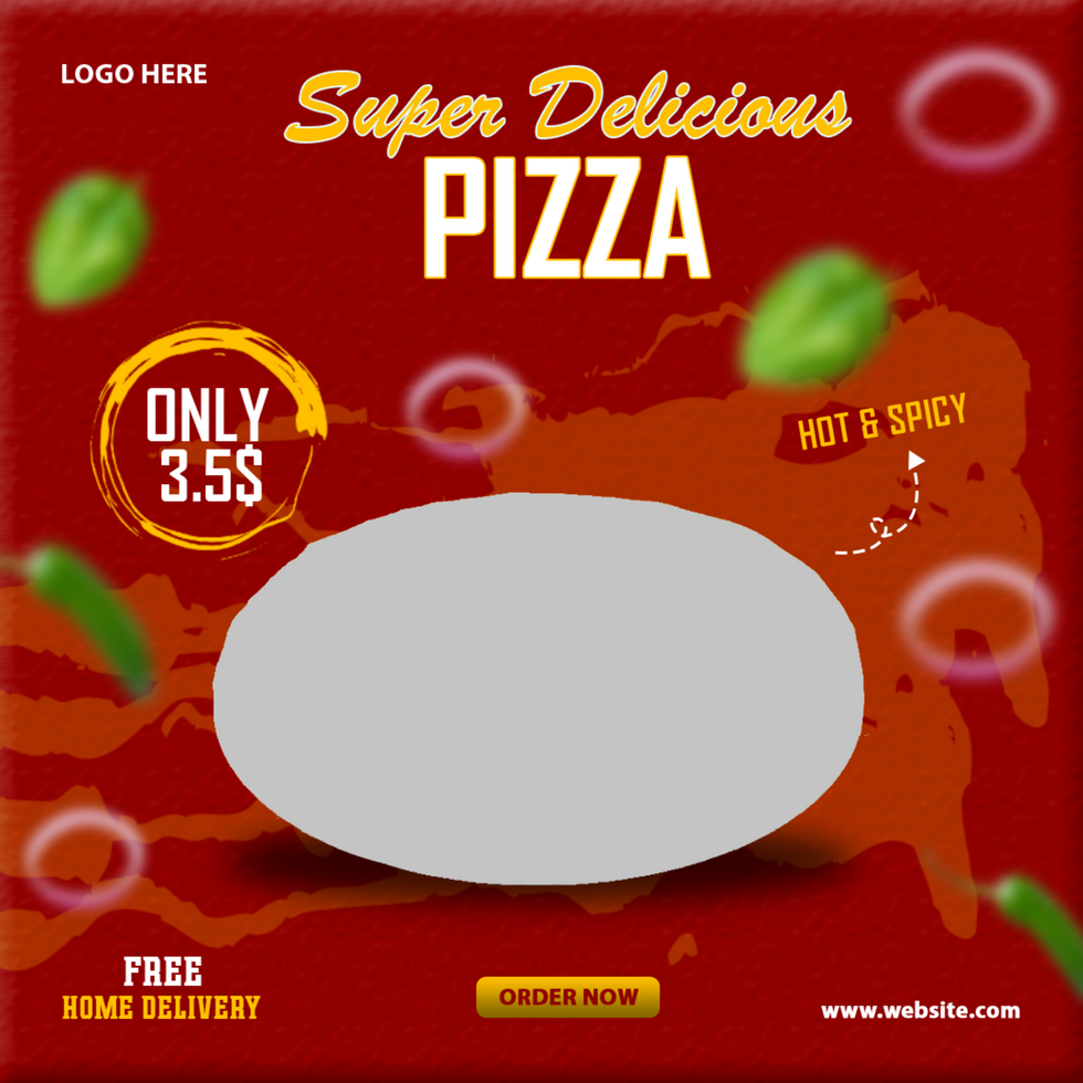 pizza en voedsel menu sociaal media post en sjabloon psd