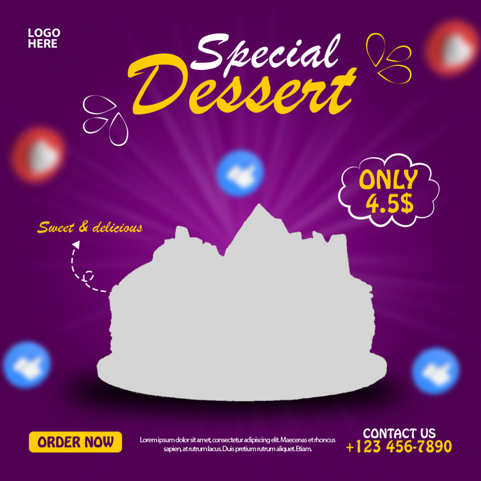 Delicious cake social media post and banner psd