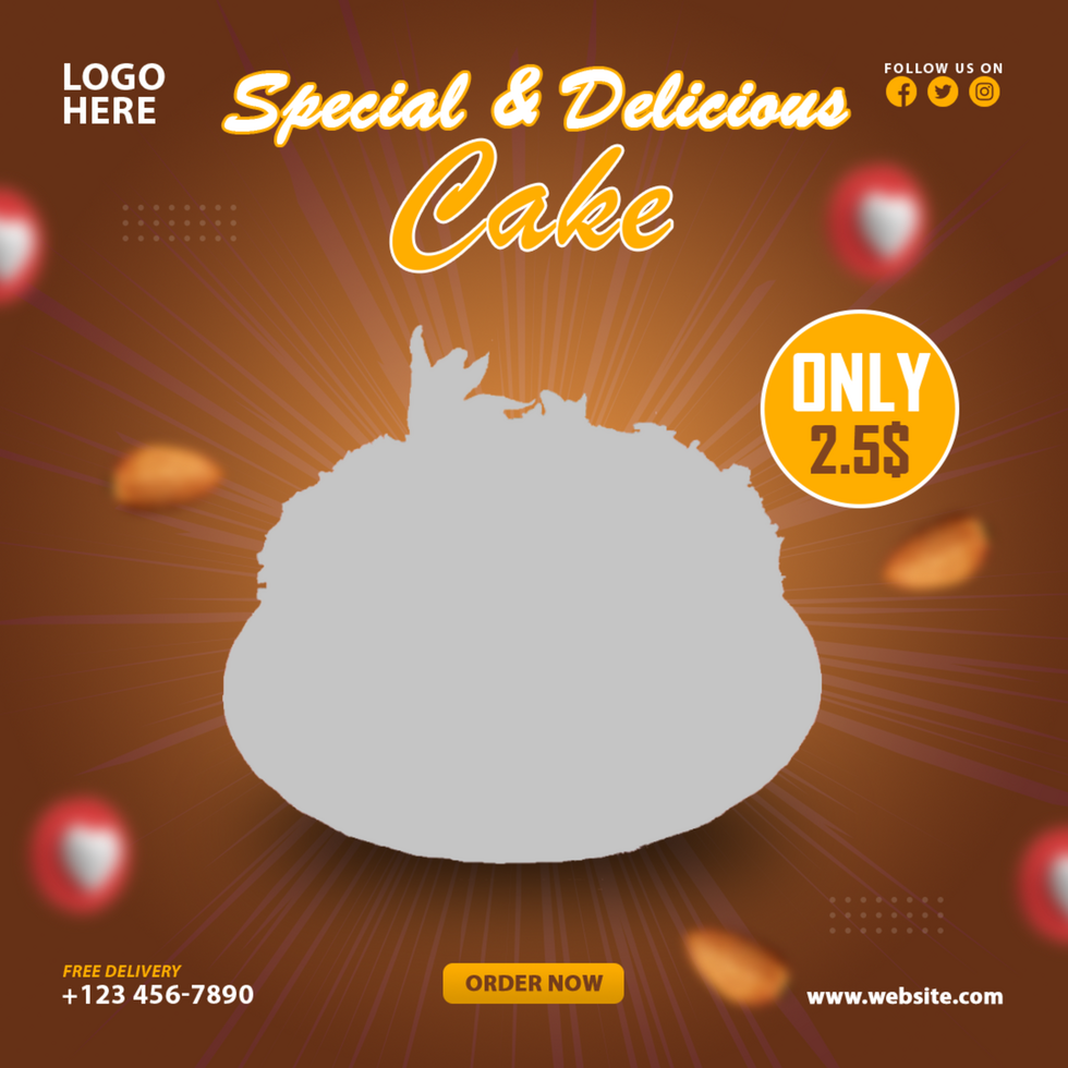 Cake social media post and banner psd